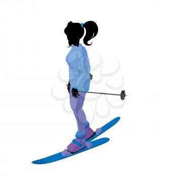 Royalty Free Clipart Image of a Girl Skier