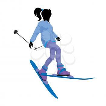 Royalty Free Clipart Image of a Girl Skier