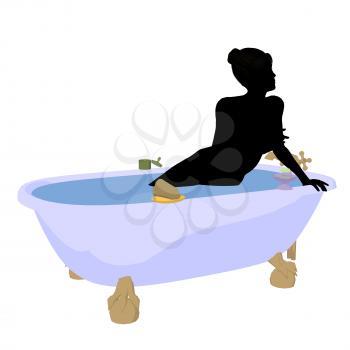 Royalty Free Clipart Image of a Woman in a Tub