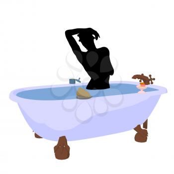 Royalty Free Clipart Image of a Woman in a Tub
