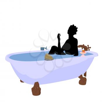 Royalty Free Clipart Image of a Woman in a Tub