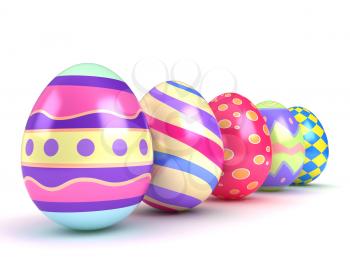 3D Illustration of Colorful Easter Eggs