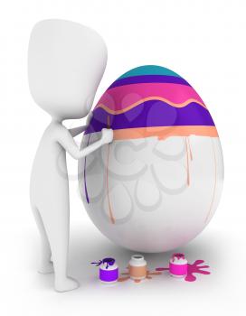 3D Illustration of a Man Decorating an Egg