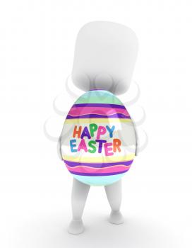 3D Illustration of a Man Carrying a Large Easter Egg