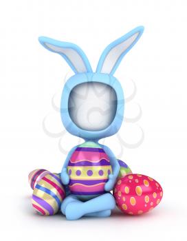 3D Illustration of a Man in an Easter Bunny Suit