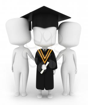 3D Illustration of a Graduate Posing with His Family