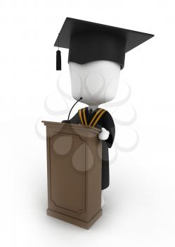 3D Illustration of a Graduate Giving a Graduation Speech
