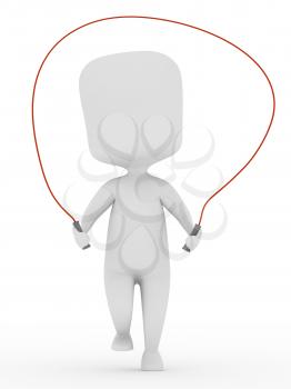 3D Illustration of a Man Using a Jump Rope