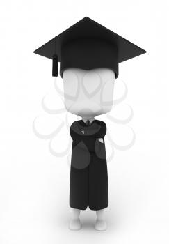 3D Illustration of a Graduate Pose Proudly