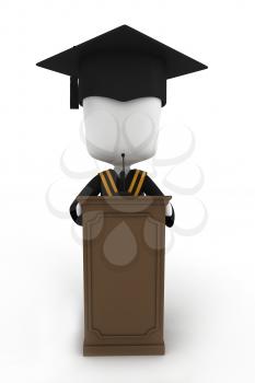 3D Illustration of a Graduate Giving a Speech