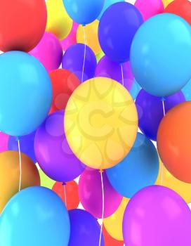 3D Illustration of Colorful Balloons Background