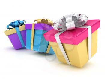 3D Illustration of Gifts with Different Wrappings