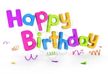 3D Text Featuring the Words Happy Birthday