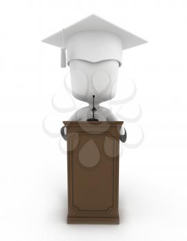 3D Illustration of a Graduate Giving a Speech