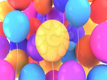 3D Illustration of Colorful Balloons