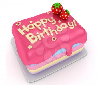 3D Illustration of a Birthday Cake