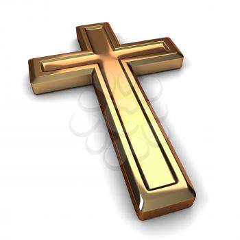 3D Illustration of a Gilded Cross