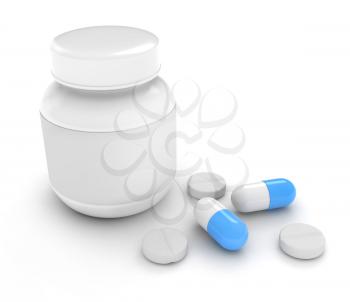 3D Illustration of Pills and Capsules