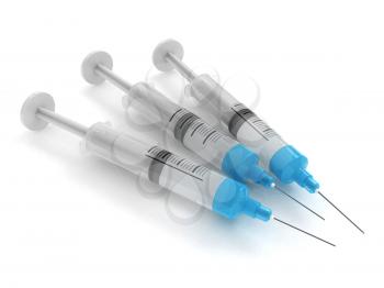 3D Illustration of Syringes Ready for Use