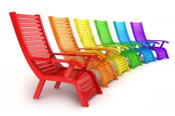 3D Illustration of Colorful Beach Chairs