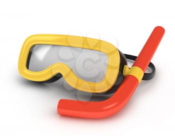 3D Illustration of Goggles and Snorkel