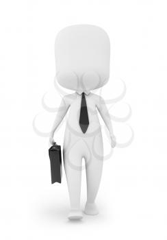 3D Illustration of a Businessman Carrying an Attache Case