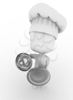 3D Illustration of a Chef Presenting an Empty Dish
