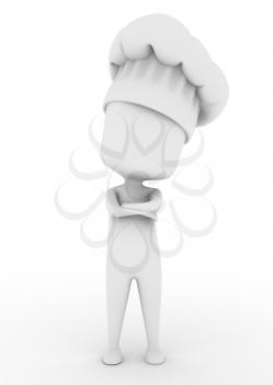 3D Illustration of a Chef Standing with His Arms Crossed
