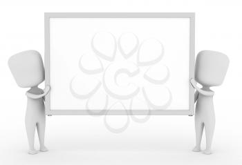 3D Illustration of Men Carrying a White Board