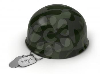 3D Illustration of a Military Helmet and Dog Tags