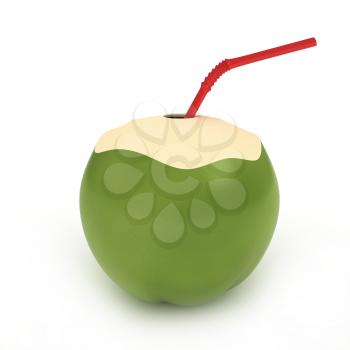 3D Illustration of a Coconut Drink