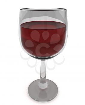 3D Illustration of a Glass with Red Wine
