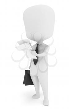 3D Illustration of a Man Reviewing Some Documents While Standing