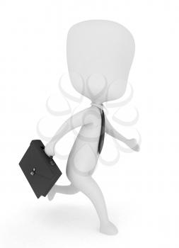 3D Illustration of a Man Hurrying on His Way to Work
