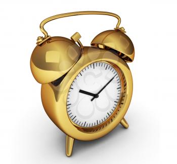 3D Illustration of a Gilded Alarm Clock