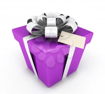 3D Illustration of a Gift with a Blank Card Attached
