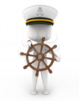 3D Illustration of a Ship Captain