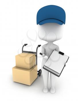 3D Illustration of a Delivery Man Delivering Packages