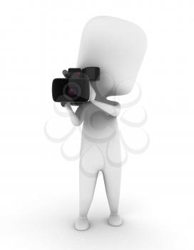 3D Illustration of a Videographer Holding a Video Camera