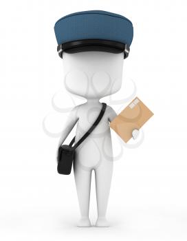 3D Illustration of a Mailman Carrying a Letter
