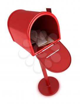3D Illustration of an Open Mailbox with Letters Inside