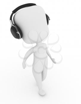 3D Illustration of a Man Moving Along to the Rhythm Coming From His Headphones