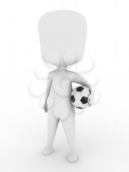 3D Illustration of a Man Carrying a Soccer Ball