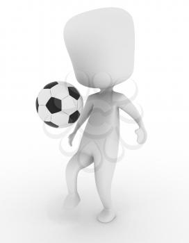3D Illustration of a Man Playing with a Soccer Ball