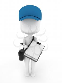 3D Illustration of a Delivery Guy presenting Paper for Signing