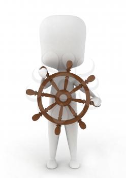 3D Illustration of a Man Sailing