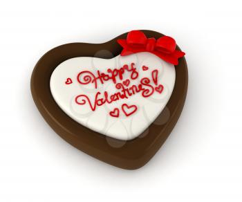 3D Illustration of Chocolate with a Valentine Greeting Carved on the Surface