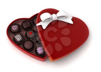 Illustration of a Partially Open Gift Filled with Chocolates