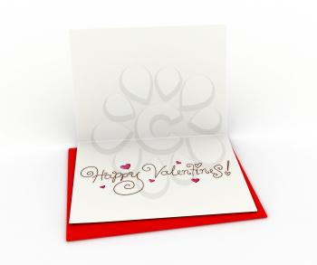 3D Illustration of a Partially Open Valentine Card