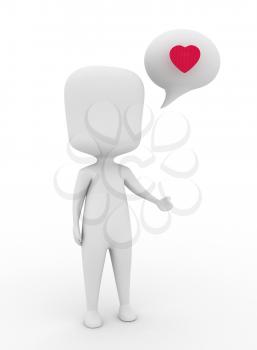 3D Illustration of a Man Talking about Love